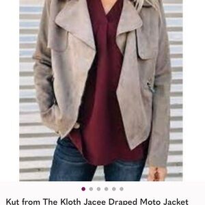 Kut from the Kloth Taupe Draped Moto Jacket